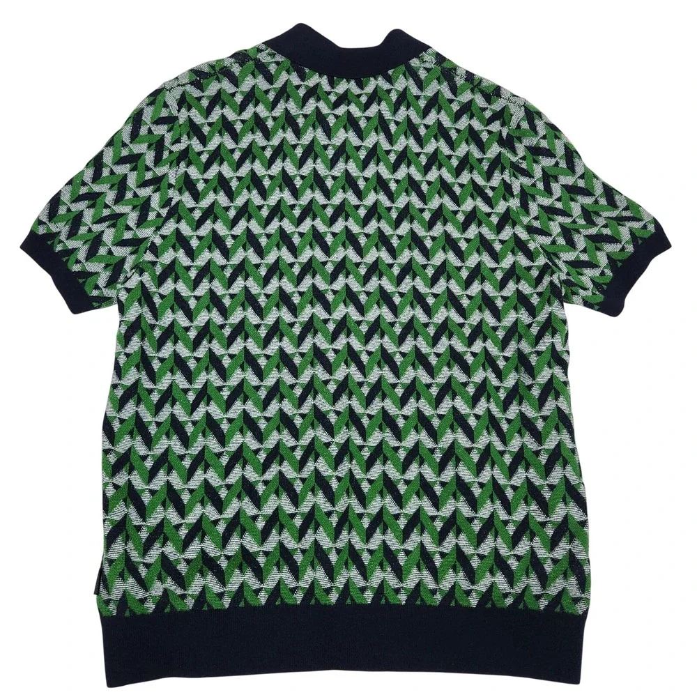 Ted Baker Boucle Jacquard Quarter Zip Short‎ Sleeve Polo Shirt Mens 5/XL - Picture 2 of 14